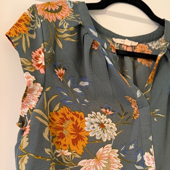 Fun 2 Fun Floral Blouse - Teal and Orange - Picture 4 of 5